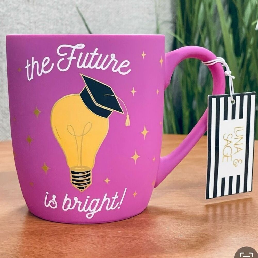 NWT Luna & Sage The future is bright Prom Graduation Purple Ceramic Mug